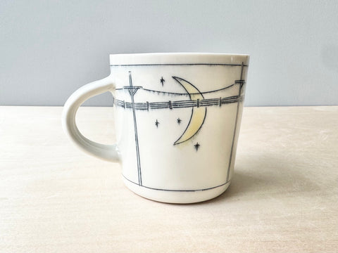 Powerlines & rooftop w/bird mug (16 oz)