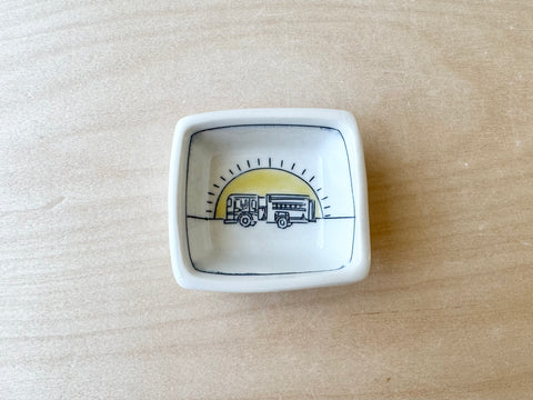 Fire Truck Tiny Square Dish